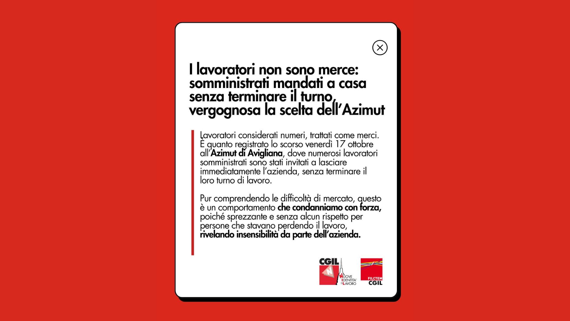Lavoratori considerati numeri, trattati come merci