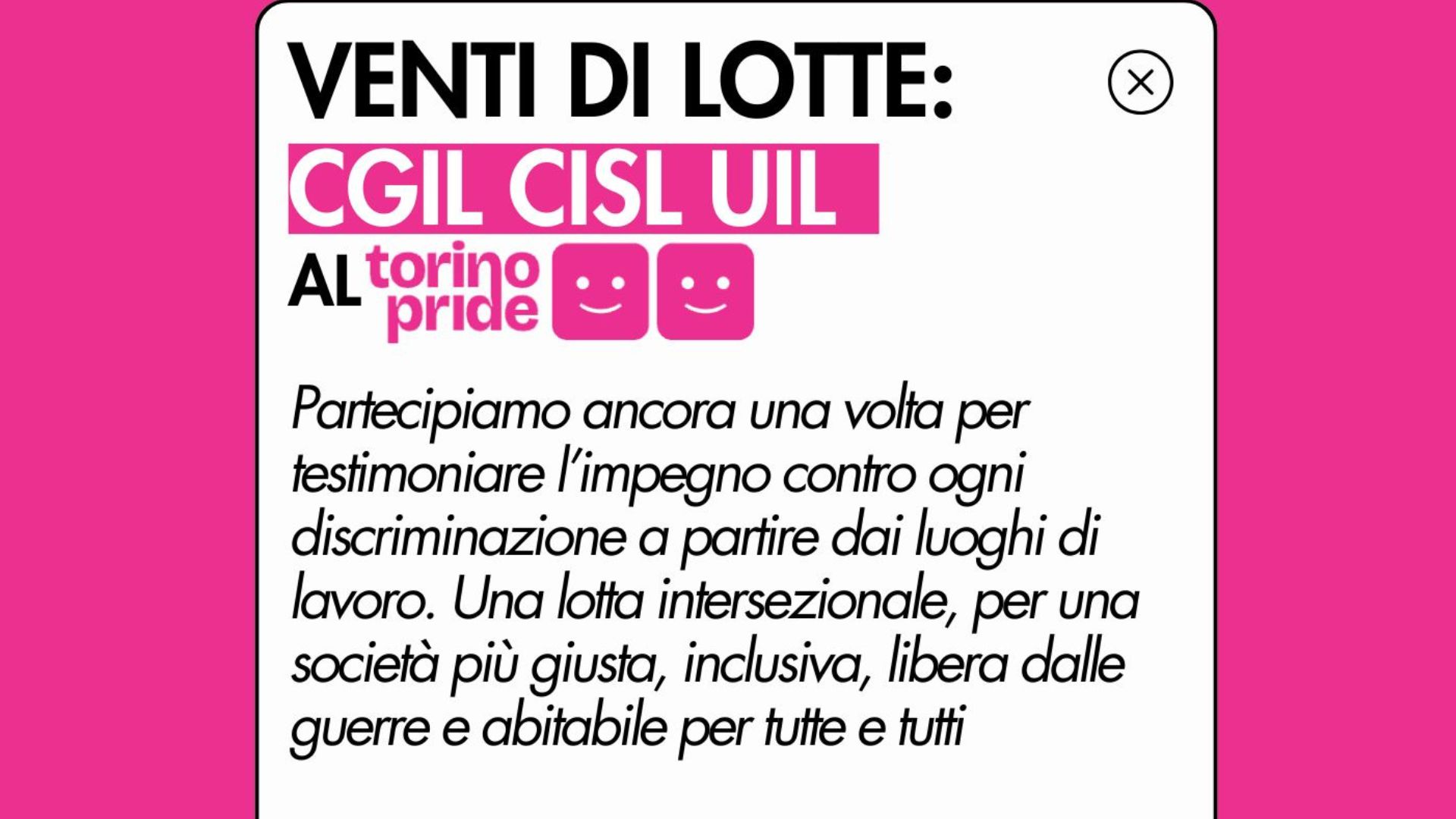 Venti di lotta: CGIL CISL UIL al Torino Pride 2026